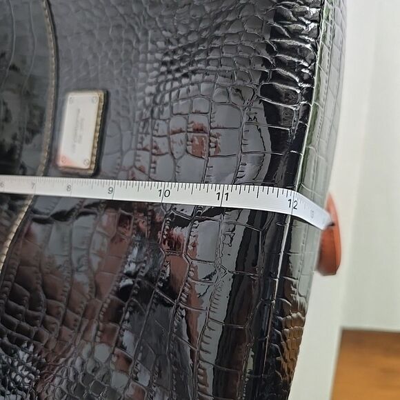 LIZ CLAIBORNE Embossed Faux Crocodile Black Purse Tote Shoulder Bag 14x10x5 EUC - Picture 13 of 15